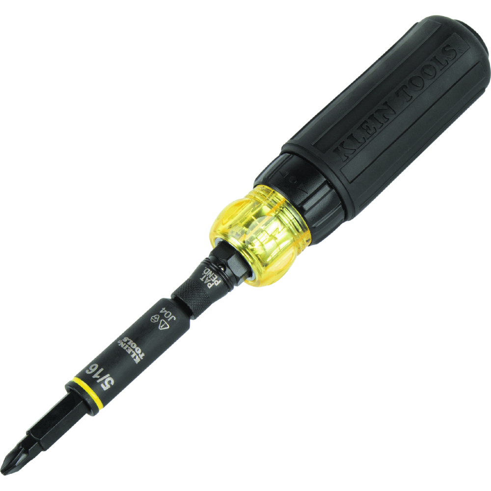 The Klein Tools 11-in-1 Ratcheting Impact Rated Screwdriver / Nut Driver's components are all impact rated for use with an impact driver. 1/4-Inch quick-connect on power nut drivers to easily switch from screwdriver handle to an impact driver (Impact driver not included). Ratcheting feature has three settings: forward, fixed, and reverse, facilitating easier driving.