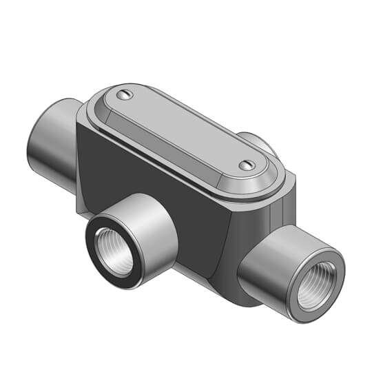 3/4 Inch BlueKote Form 7 (X) Pre-Assembled Conduit Body, Cover and Gasket, Body Material Gray Iron/Zinc Plating and Baked On Epoxy Powder Coat with BlueKote Internal Coating, Cover Material and Finish Stamped Steel/Zinc Plating with Neoprene Gasket