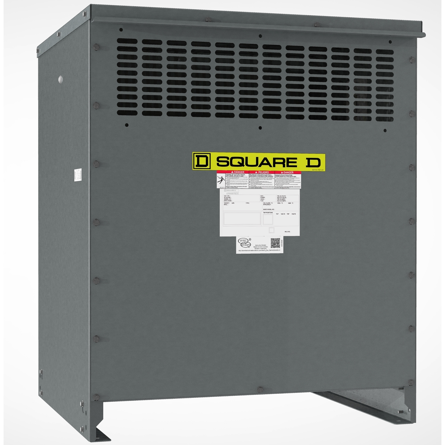 Transformer, dry type, DOE 2016, 112.5kVA, 3 phase, 480V delta primary, 240V delta secondary, 21M, 150C rise, 120V ctr