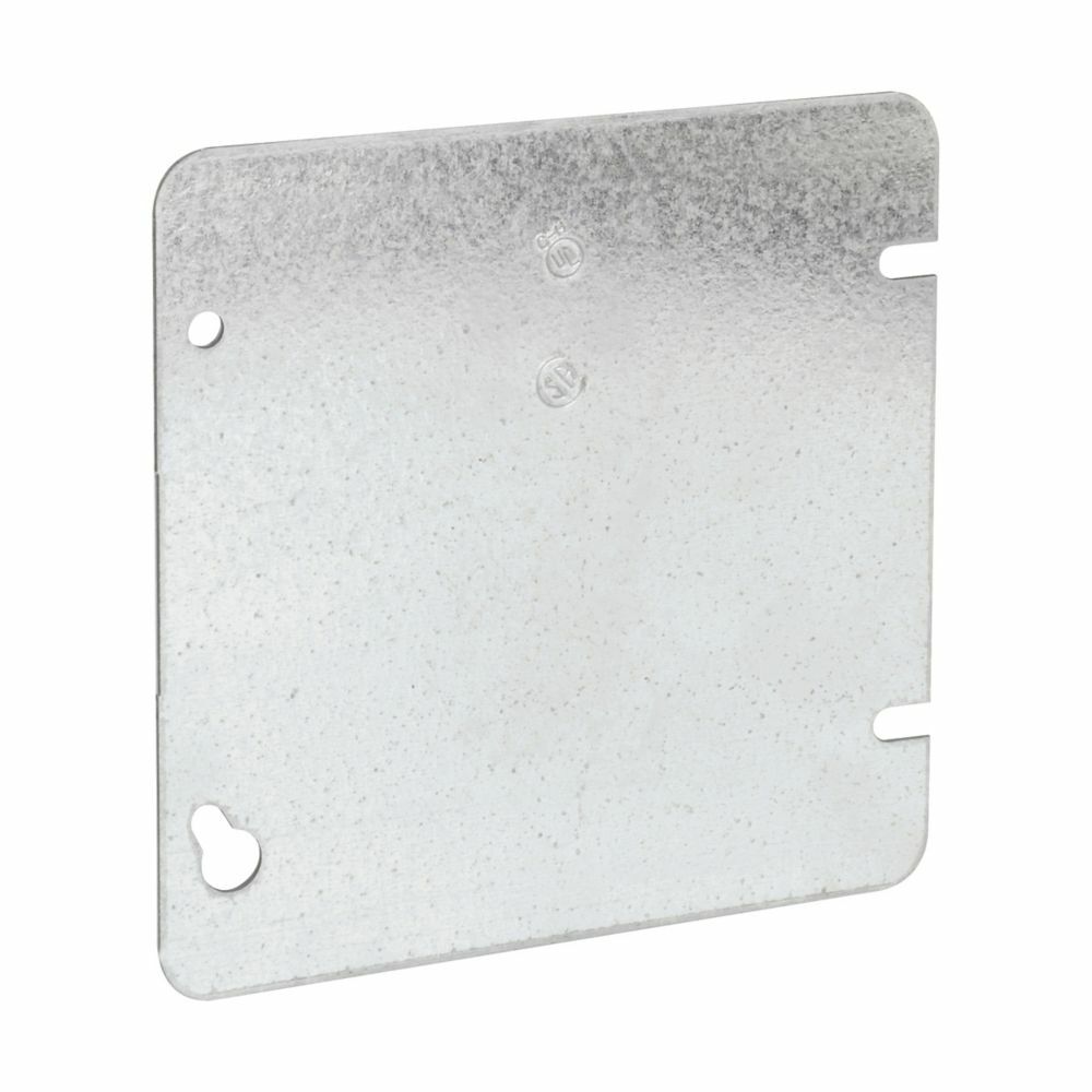 Eaton Crouse-Hinds series Square Cover, 4-11/16", Natural, Blank, Steel, Flat blank