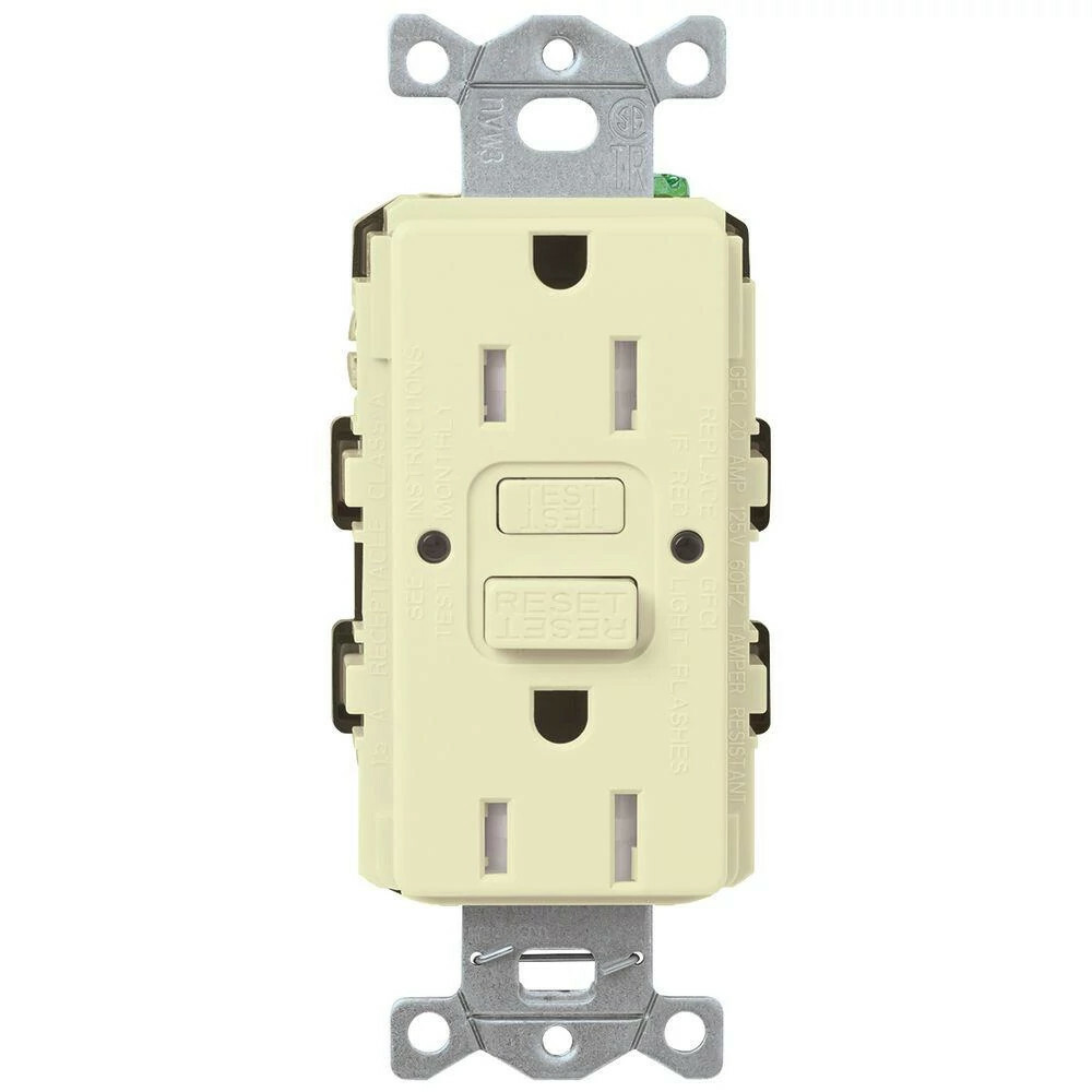 Lutron Claro Tamper-Resistant GFCI Duplex Receptacle, 15-Amp, Almond