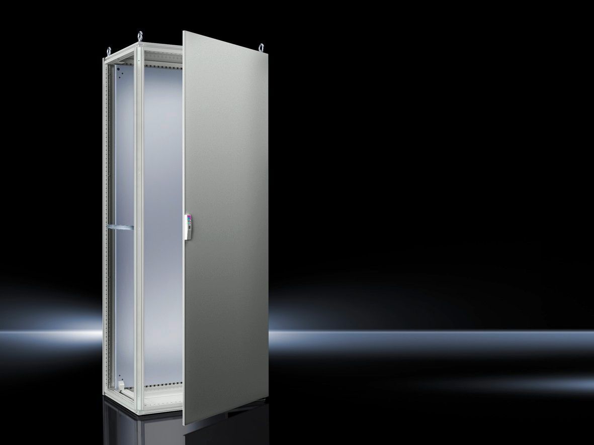TS Bayed enclosure system, WHD: 600x1600x500 mm, carbon steel, with mounting plate, single door at the front