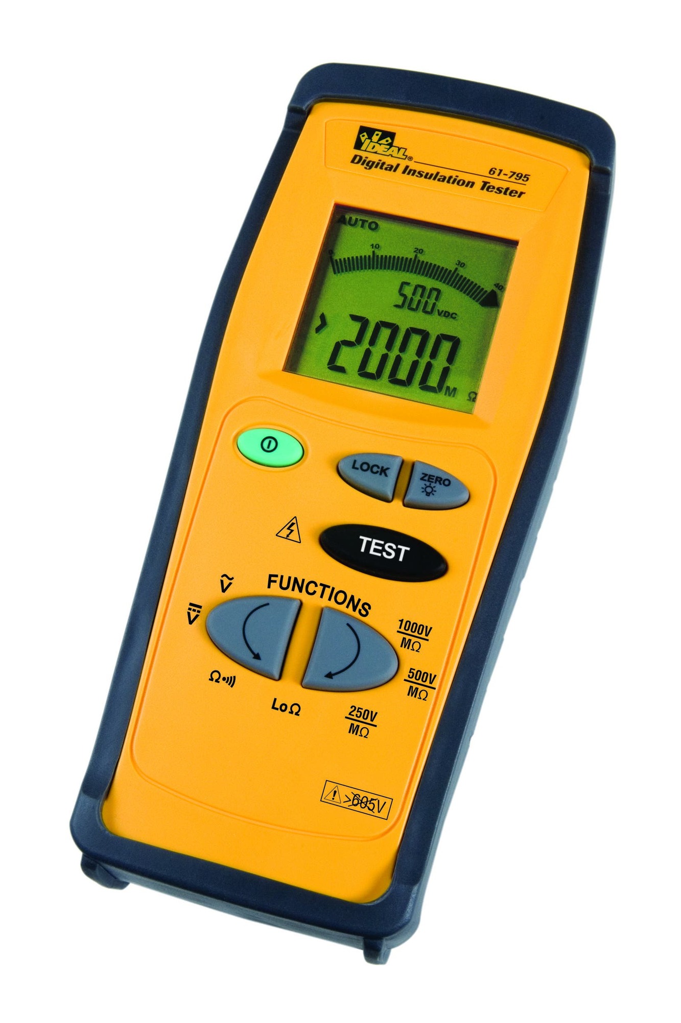 IDEAL, Insulation Tester, Resistance: 0-200 OHM, Model: 795, Voltage Rating: 0.1 - 600V AC/DC, Insulation Resistance: 0-4000M OHM, Warranty: 2 year