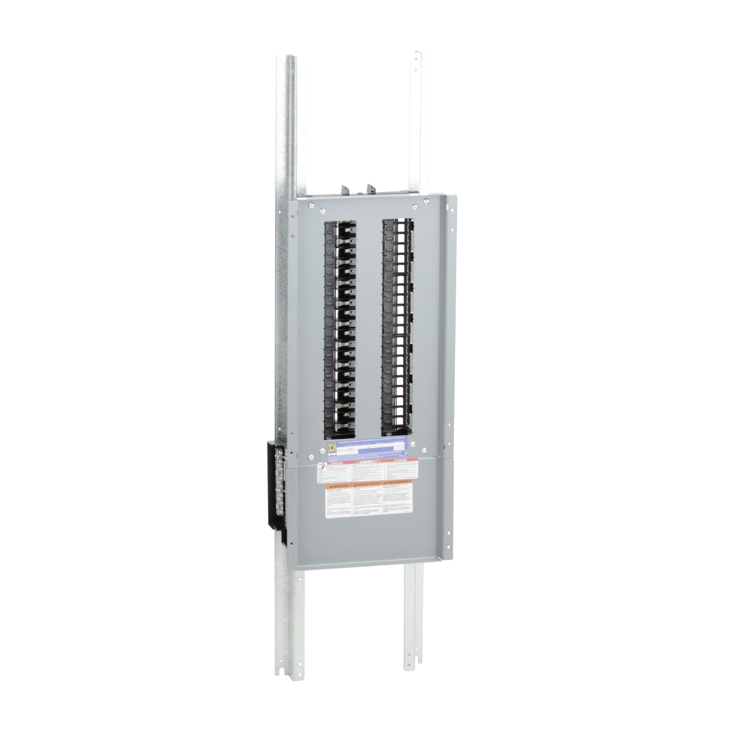 Panelboard interior, NQ, main lugs, 400A, Cu bus, 42 pole spaces, 1 phase, 3 wire, 240VAC, 48VDC