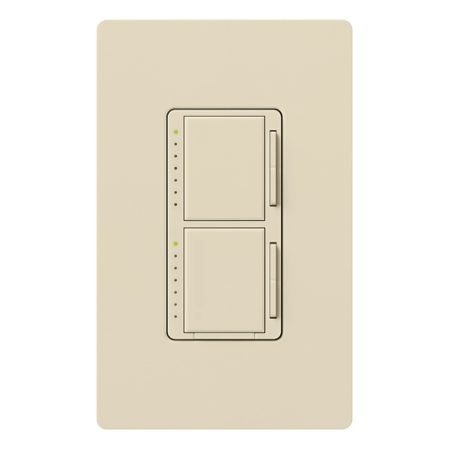 Maestro Dual Incandescent/Halogen Dimmer, Single-pole, 120V/300W each dimmer in light almond