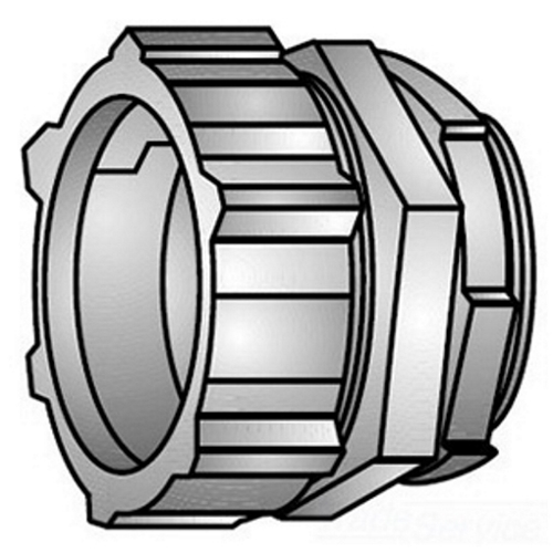 OZ-Gedney Type 31 Gland Compression Rigid Connector, Size: 3-1/2 IN, Connection: Compression X MNPT Hub, Malleable Iron, Finish: Zinc Electroplated, Dimensions: 5-1/2 IN Maximum Diameter X 2-5/8 IN Length, 1-3/16 IN Thread Length, Applicable Third Party Standards: UL 514B, Federal Specification W-F-408E, NEMA : FB-1, For Threadless Rigid Conduit
