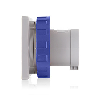 125 Amp, 200-250 Volt, 3P+E (3P, 4W), Clock Position 9, IEC/EN 60309-1 & 60309-2, International Configuration Panel Mounting Inlet, Industrial Grade, IP66/67, Watertight - BLUE