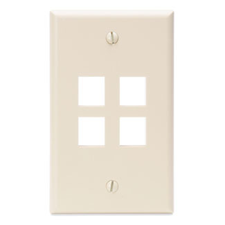 QuickPort Wallplate, Single Gang, 4-Port, Light Almond
