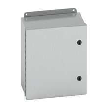 Eaton B-Line series JIC panel enclosure, 8" height, 6" length, 6" width, NEMA 4X, Hinged cover, 4XSQT enclosure, Wall mount, Small single door, External mounting feet, 304 stainless steel, Seamless poured in-place gasket