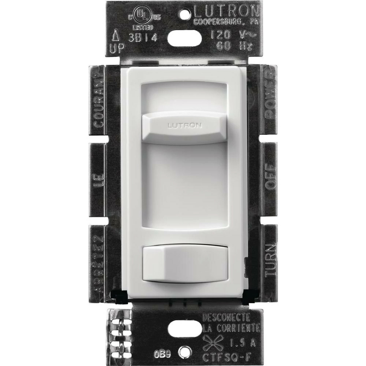 Skylark Contour Fan Control, Incandescent/Halogen, Single-pole, quiet 3-speed, 120V/1.5A, clamshell packaging in white