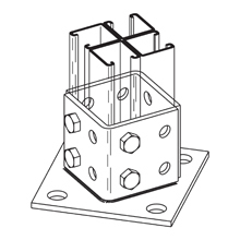 Eaton B-Line series post base, 6" H x 6" L x 1.62" W, Steel