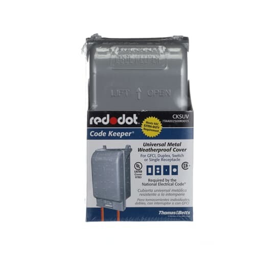 Single Gang While-In-Use Universal Shallow Cover, 2-1/4 Internal Depth, Silver, Aluminum Alloy, For use with GFI Receptacle