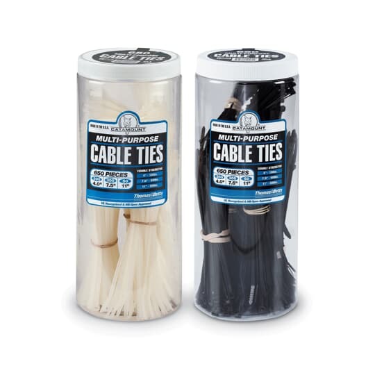 Cable Tie Assortment Jar, 300 4 Inch , 300 7.5  Inch , 50  11.1 Inch Natural All-Nylon