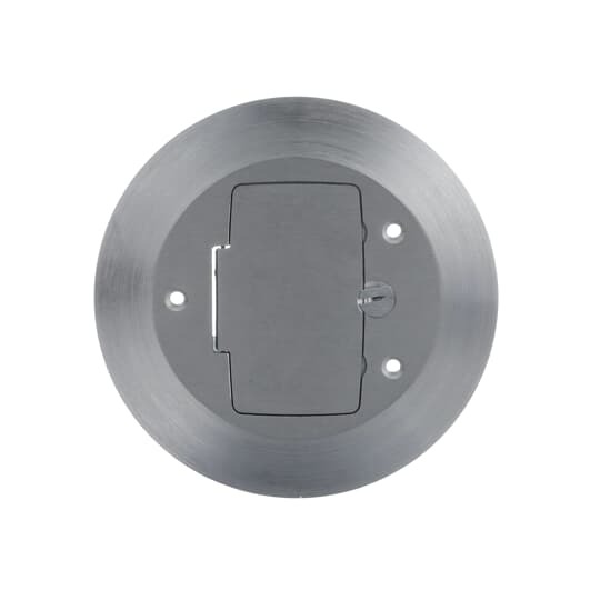 One-Piece Carpet Plate for Flush Service Floor Boxes, 5-3/4 Inch Diameter, GFCI Receptacle, Aluminum