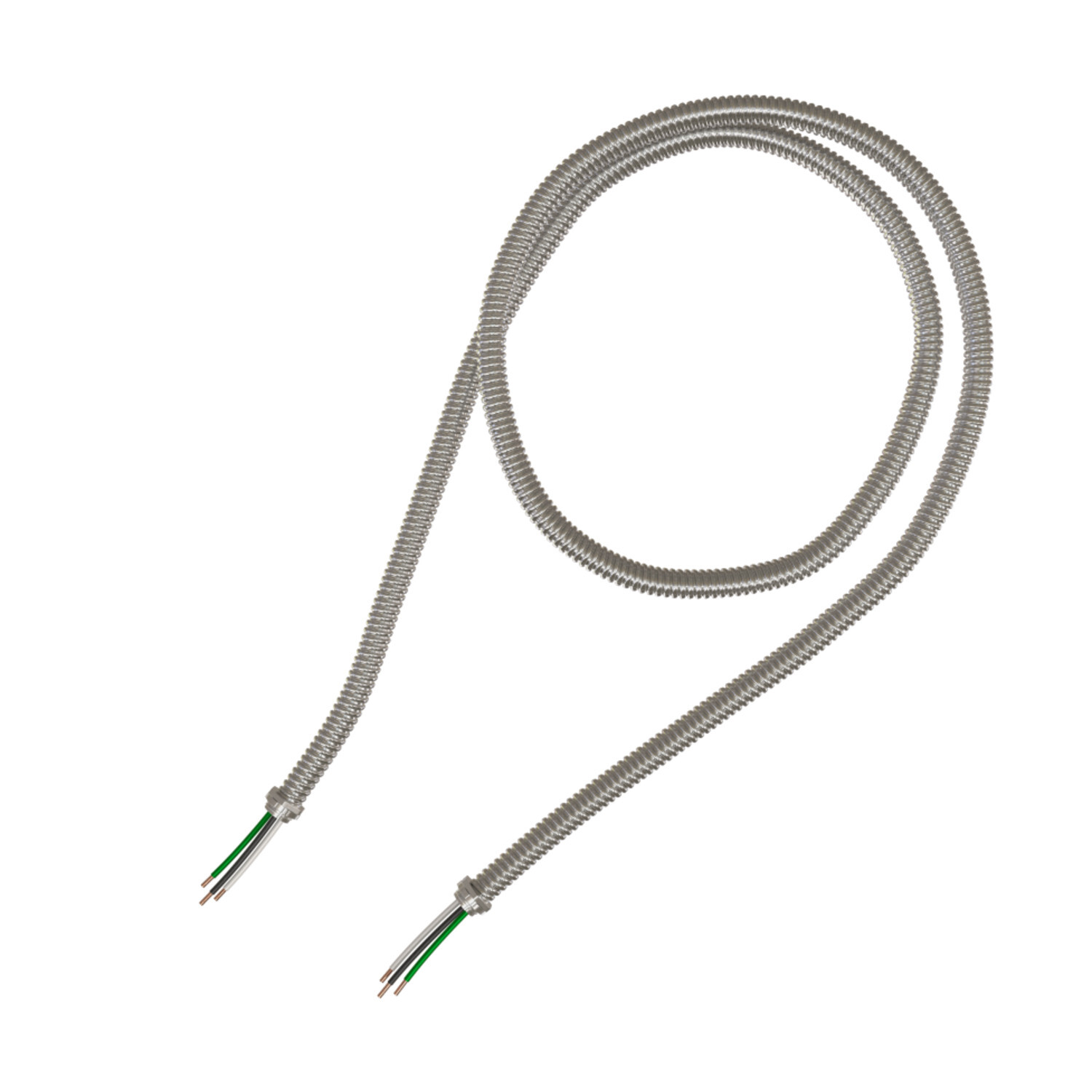 18-4c BK RD WE GN Metallic Fixture Whips, 3/8"x6' Galvanized Type RW Steel Flexible Metal Conduit , 30 per Carton, UL LISTED