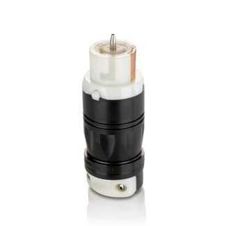 50 Amp, 480V AC, Industrial Grade, Black and White Locking Connector, Grounding, California-Style, Black-White