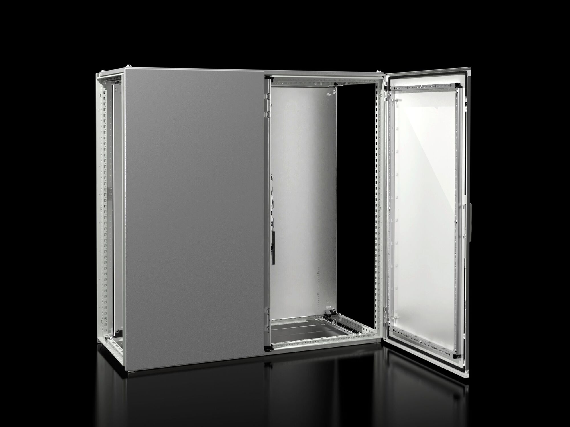 VX Baying enclosure system, WHD: 1200x1200x500 mm, carbon steel, with mounting plate, two doors at the front