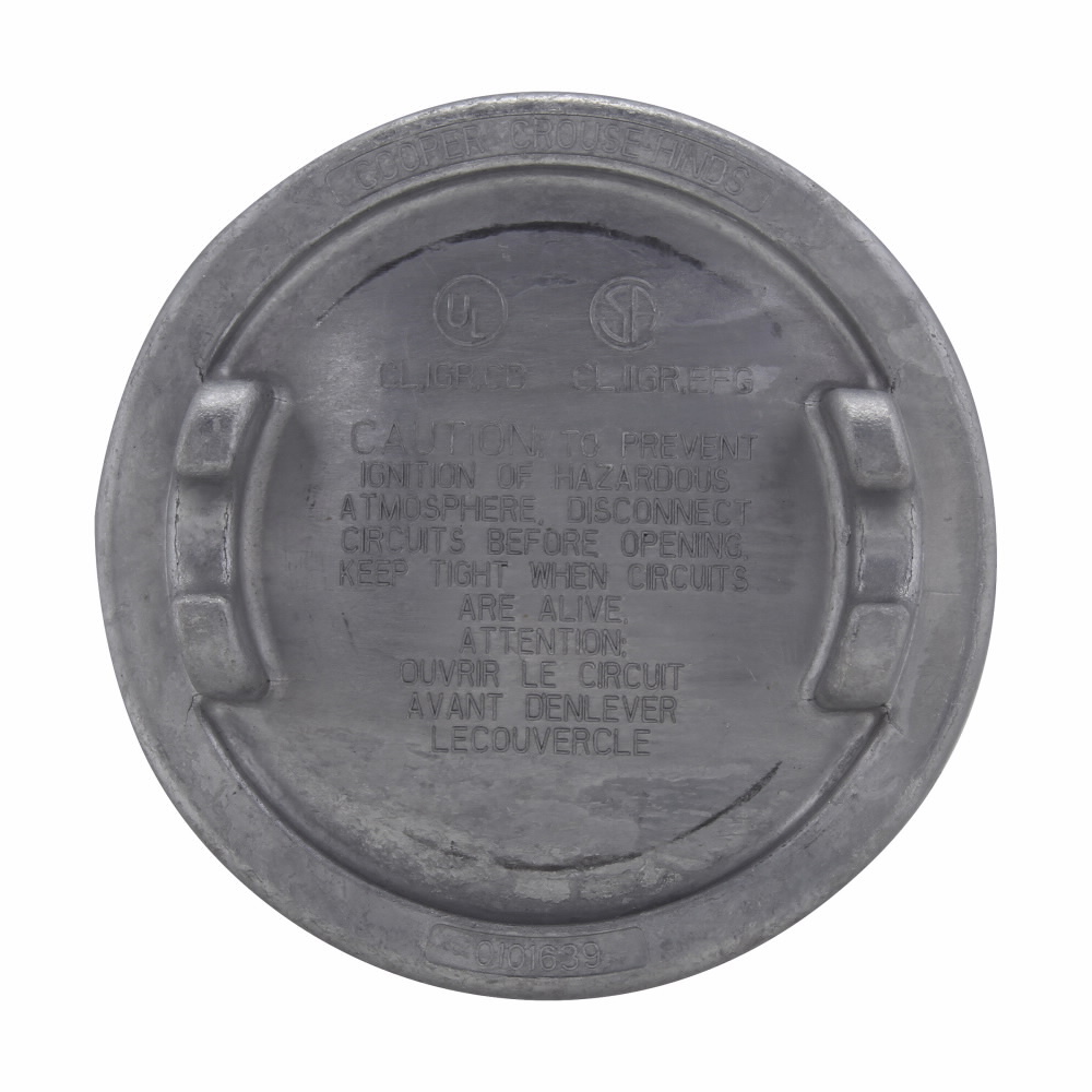 Eaton Crouse-Hinds series Condulet GUA surface cover, 3" cover opening diameter, Copper-free aluminum, 12 thread pitch
