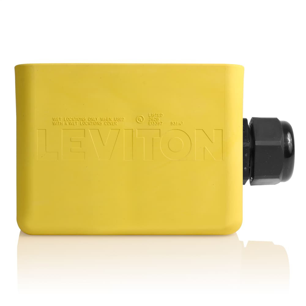 Portable Outlet Box, Two-Gang, Angled Depth, Pendant Style, Cable Diameter, Yellow