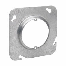 Eaton Crouse-Hinds series Square Cover, 4-11/16", Natural, Raised surface, Steel, 1-1/4" raised, with ears 2-3/4", 9.0  cubic inch capacity