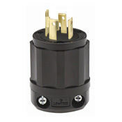 30 Amp, 480 Volt 3-Phase, NEMA L16-30P, 3P, 4W, Locking Plug, Industrial Grade, Grounding, All Black - Black