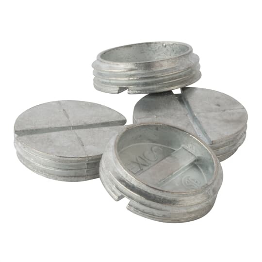 Close-Up Plug, Hub Size 3/4 Inch, Silver, Zinc, Pack of 30