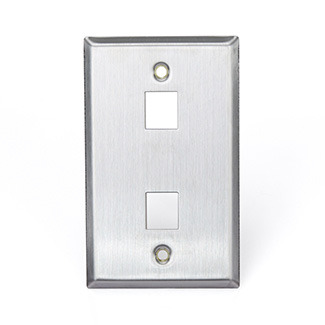 QuickPort Wallplate, Single Gang, 2-Port, Stainless Steel
