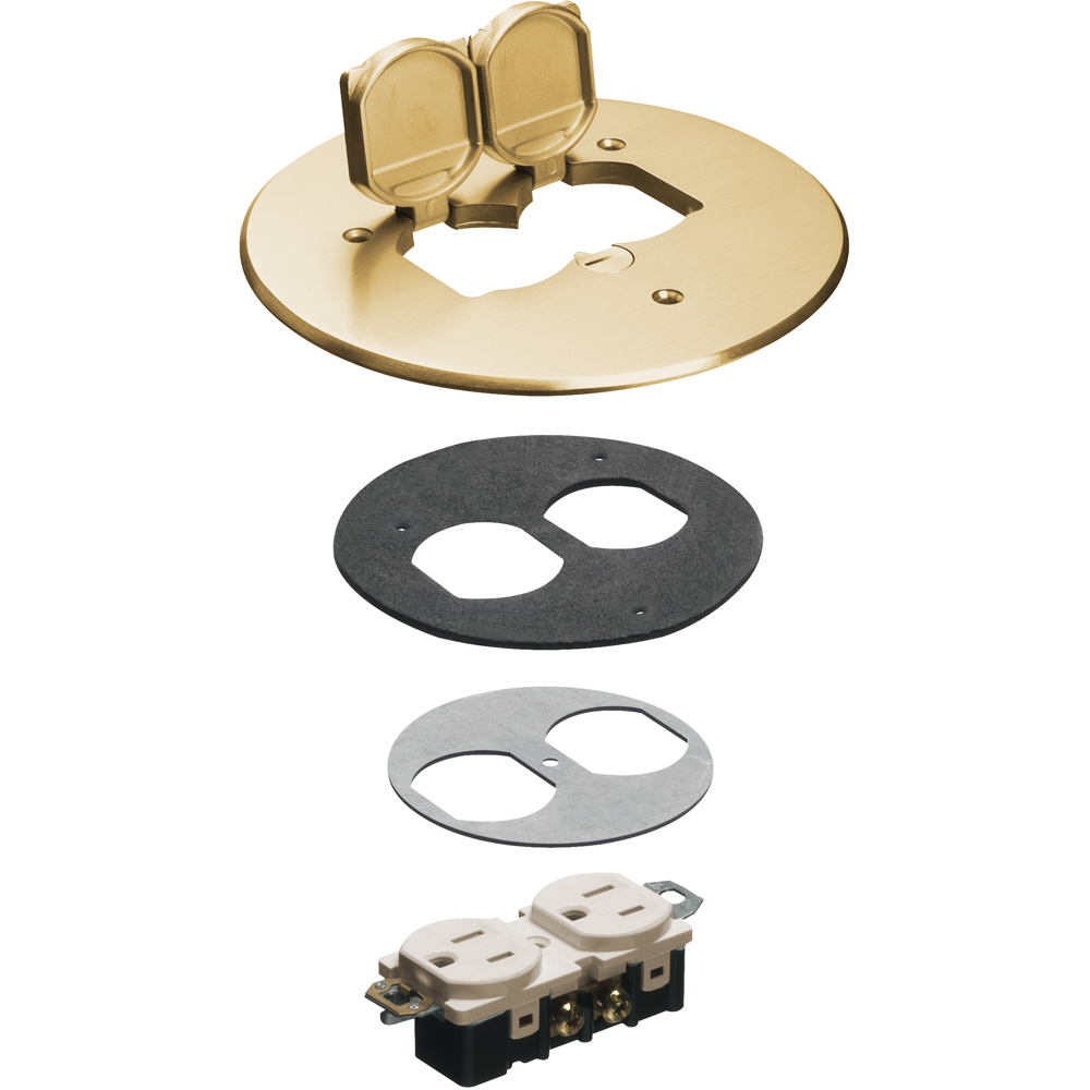 6" round brass plated with 2 flip lids cover kit.
