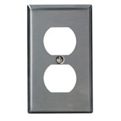 1-Gang Duplex Receptacle, Wallplate, Midway Size, Stainless Steel