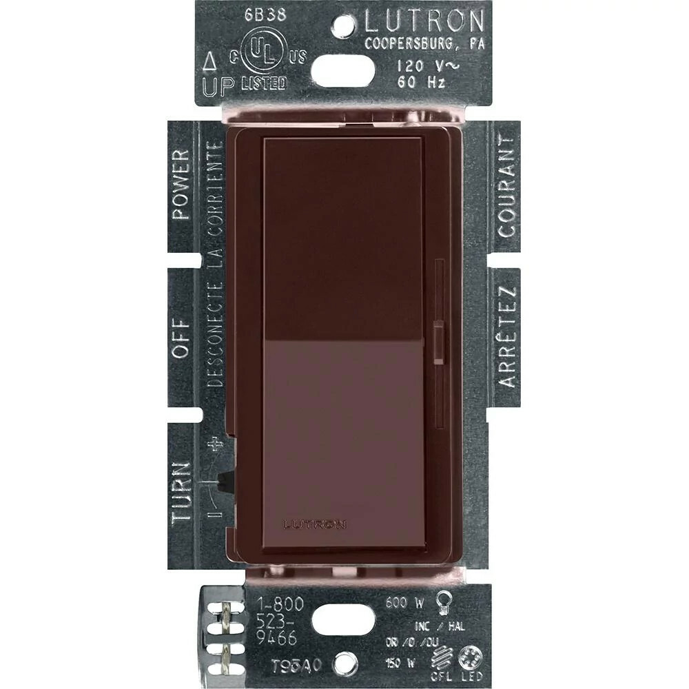Diva LED+ Dimmer - Gloss Finish,  LED, Incandescent/Halogen, 3-way/single-pole, 150W LED or 600W inc/hal in brown