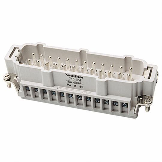 Male screw terminal insert. For use with B series, 32 contacts with ground.