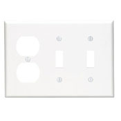 3-Gang 2-Toggle 1-Duplex Device Combination Wallplate, Standard Size, White