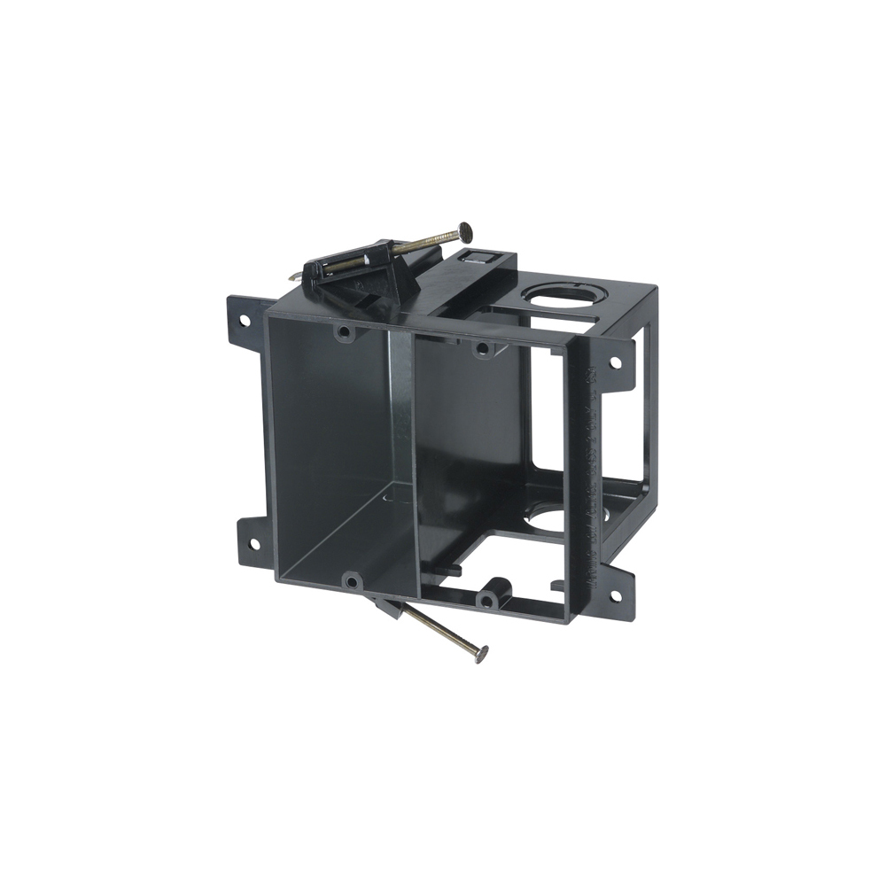 Power and low voltage box for new construction, nail on. Low voltage side provides combination 1/2" and 3/4" knockout. 2 hour fire rating. 20 cu. in.
