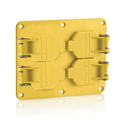 2-Gang, Duplex Receptacle, Coverplate, Weather-Resistant Flip Lid, Yellow