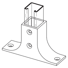 Eaton B-Line series post base, 4" H x 7" L x 2.06" W, Steel, Electro-plated