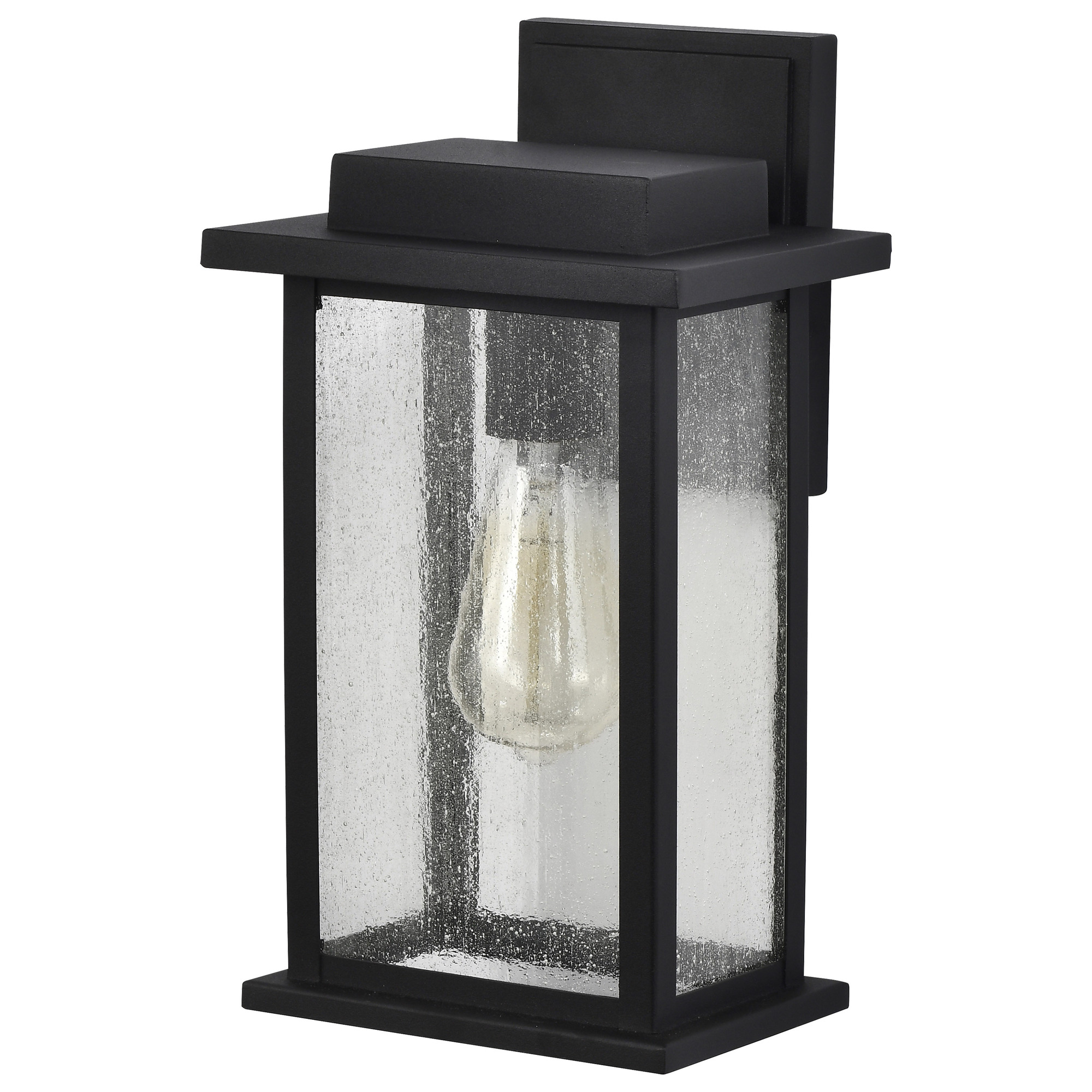Sullivan 1-Light Medium Wall Lantern - Matte Black with Clear Seeded Glass