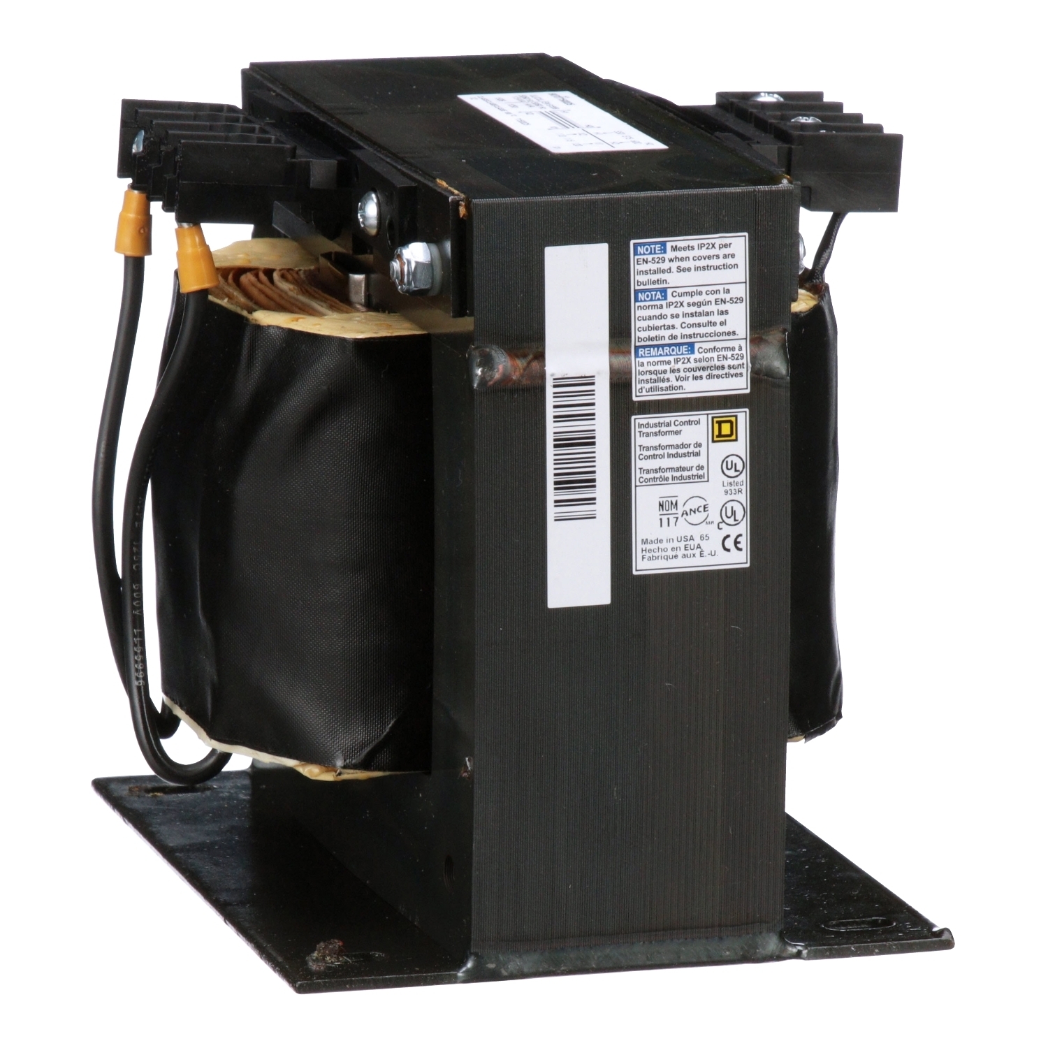 Transformer, Type T, industrial control, 1500VA, 1 phase, 240/416/480/600V primary, 99/120/130V secondary, 115C rise