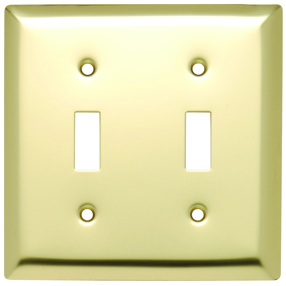 Smooth Metal Wall Plate 2gang Toggle Polished Brass