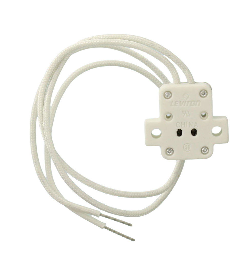Miniature Bi-Pin Quartz Lampholder with Two White Leads