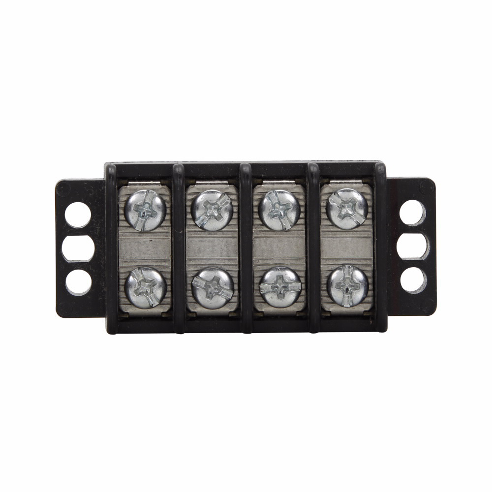 Eaton Bussmann TB200 series panel mount terminal block connector, Breakdown voltage 4800V, 300V, 30A, Double row, barrier, Twelve-pole, #6-32 TPI Screw, Black, Tin-plated brass terminal, Zinc-plated Steel SEMS philslot screw