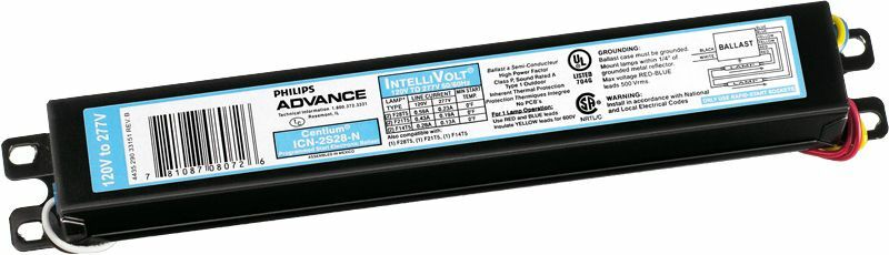 Signify Lighting, Ballast, Centium/Smartmate, Commercial, eFluo Fix, Min Start Temp -18C, Amps 0.45-0.19A, Average Life 43800HRS, Volts 120-277V, Watts 24W, Non Dimmable, Number of Lamps 2, Ballasts Factor 1.04PCT, Input Frequency 50/60HZ, Programmed Start Yes, Certifications are ULISOFCCCSA, RoHS