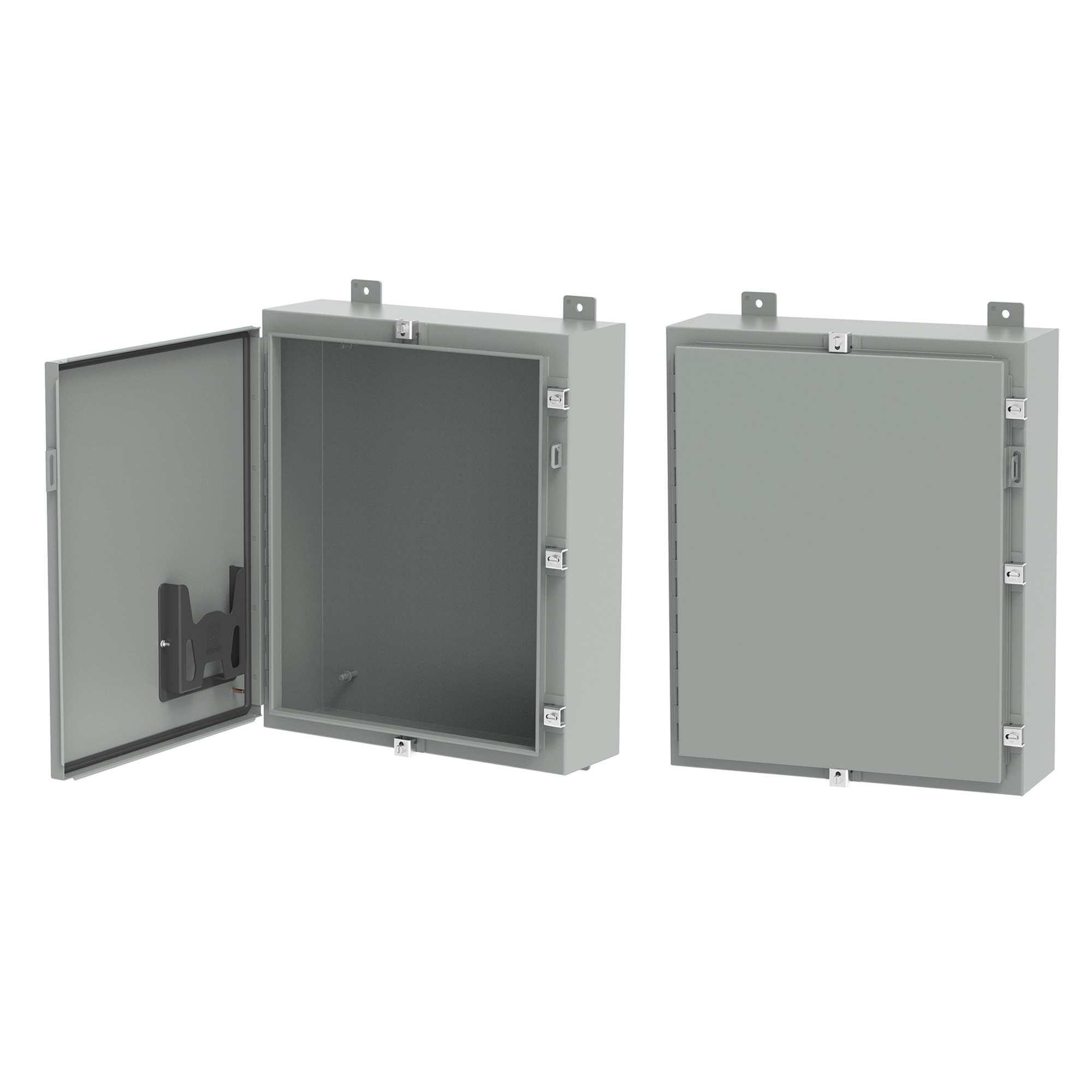 Continuous Hinge Enclosure with Clamps LP Type 4, 30x24x6, Gray, Mild Steel