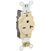 20-Amp 250-Volt NEMA 6-20R, 2P, 3W, Narrow Body Single Receptacle, White