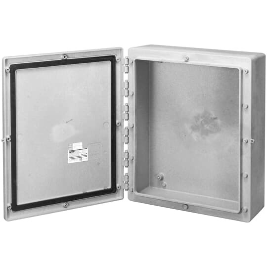 Circuit Safe Noryl JIC Enclosure Assembly with Medium Hinged Opaque Cover, Internal Dimensions Length 21.25 Inches, Width 17.25 Inches, Depth 6.28 Inches, External Dimensions Length 24.50 Inches, Width 20.50 Inches, Depth 8.36 Inches