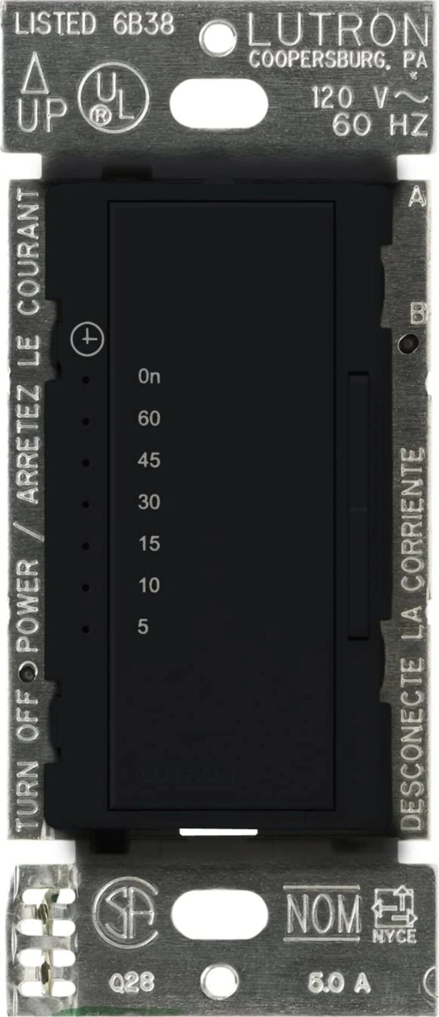 Maestro Countdown Timer, Multi-location/single-pole, neutral required, 120V/600W/VA (5A) in midnight