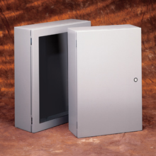 Eaton B-Line series wall mounted panel enclosure,36" height,20" length,30" width,NEMA 4,Hinged cover,SD enclosure,Wall mount,Medium single door,Thru holes,optional external mounting feet,Carbon steel,Seamless poured in-place gasket