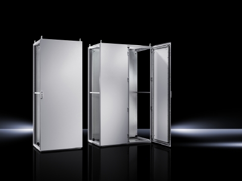 Single door, for TS, surface: Powder-coated, color: RAL 7035, supply includes: Door, Locking rod with double-bit insert, Tubular door frame