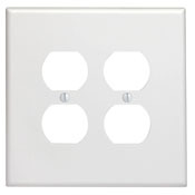 2-Gang Duplex Device Receptacle Wallplate, Oversized, Thermoset, Device Mount, Brown