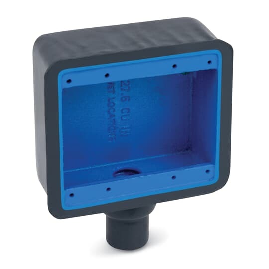 PVC Double-Coated Multi Gang Device Box, Shallow Style, Double Gang, One Hub, Hub Size 3/4 Inch/21 Metric, Iron Alloy, Gray
