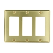 3-Gang Decora/GFCI Device Decora Wallplate, Brass, Device Mount, Brass